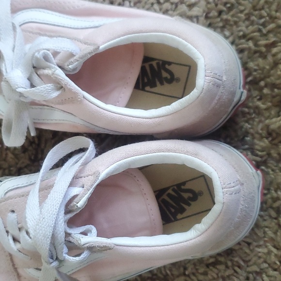 Light pink and white girls vans sneakers size 1 - Picture 3 of 6